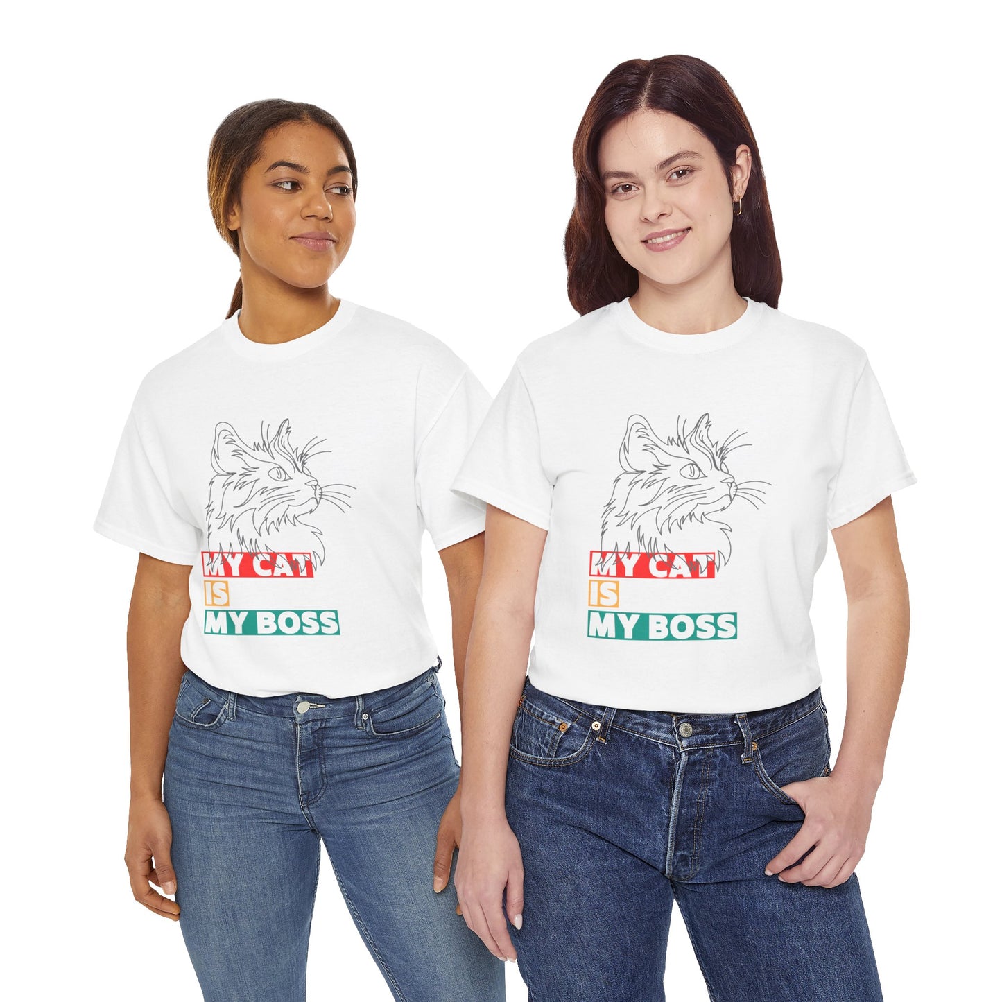 Funny Cat Lover TShirt My Cat Is My Boss Cute Kitty Shirt for Women and Men