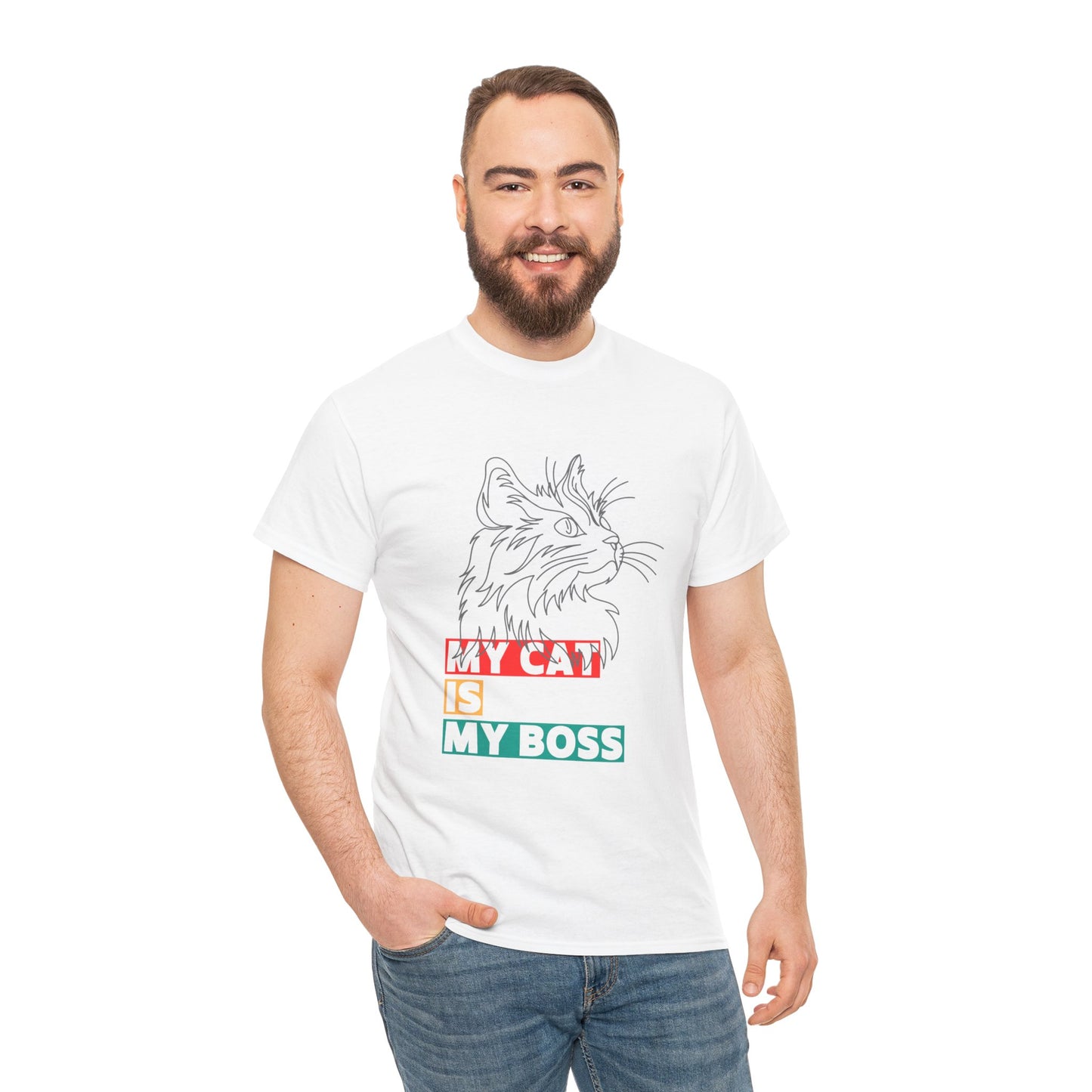 Funny Cat Lover TShirt My Cat Is My Boss Cute Kitty Shirt for Women and Men