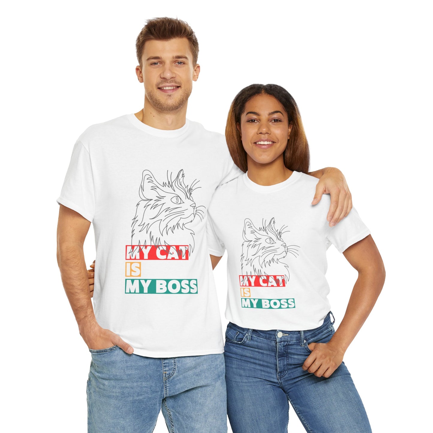 Funny Cat Lover TShirt My Cat Is My Boss Cute Kitty Shirt for Women and Men