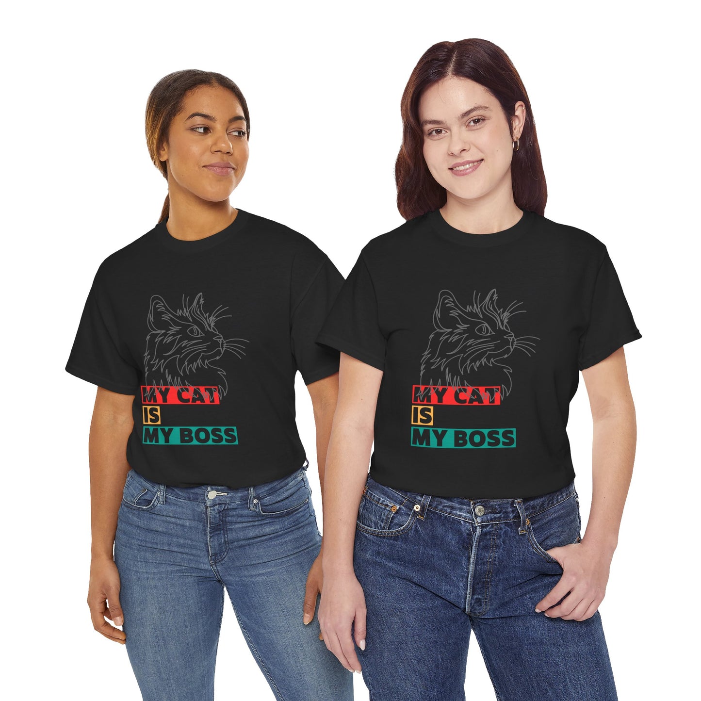 Funny Cat Lover TShirt My Cat Is My Boss Cute Kitty Shirt for Women and Men