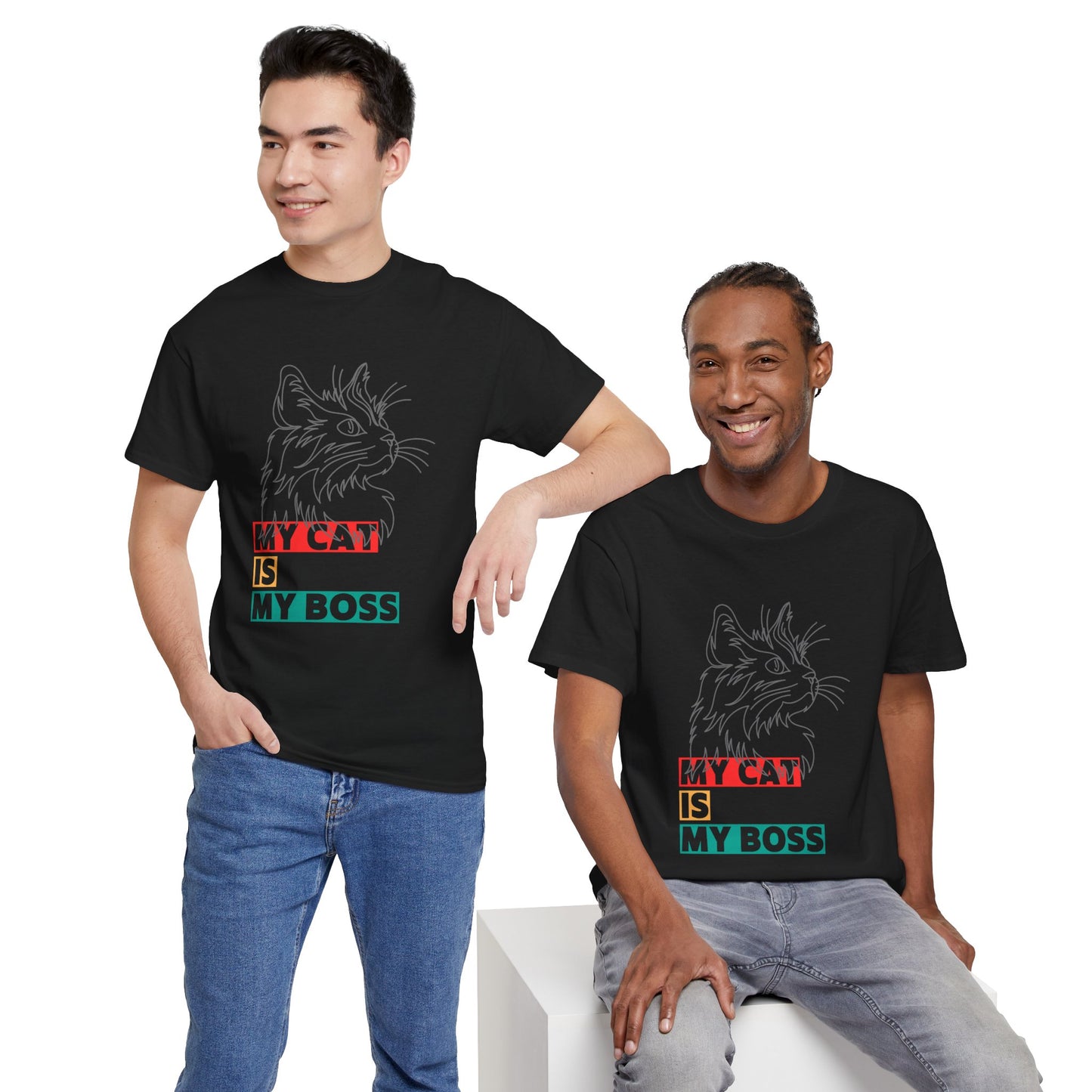 Funny Cat Lover TShirt My Cat Is My Boss Cute Kitty Shirt for Women and Men