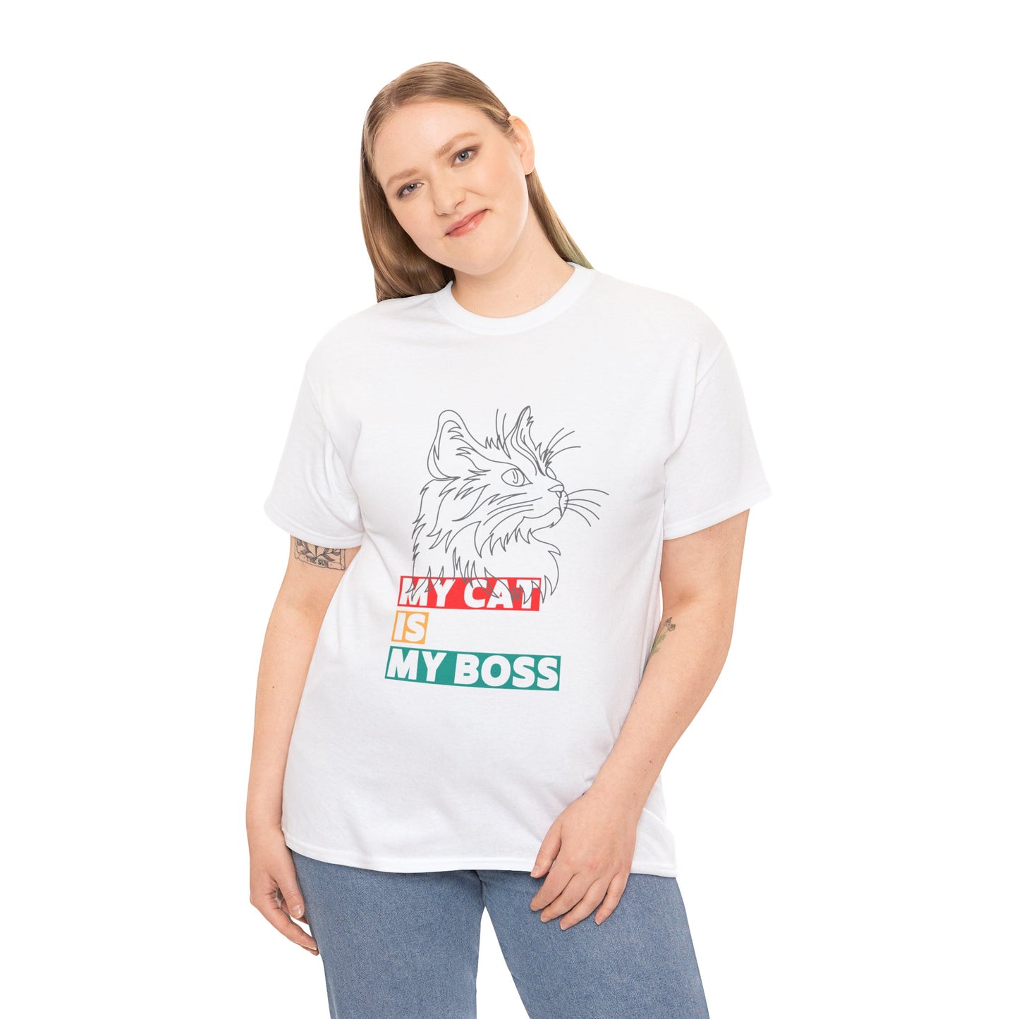 Funny Cat Lover TShirt My Cat Is My Boss Cute Kitty Shirt for Women and Men