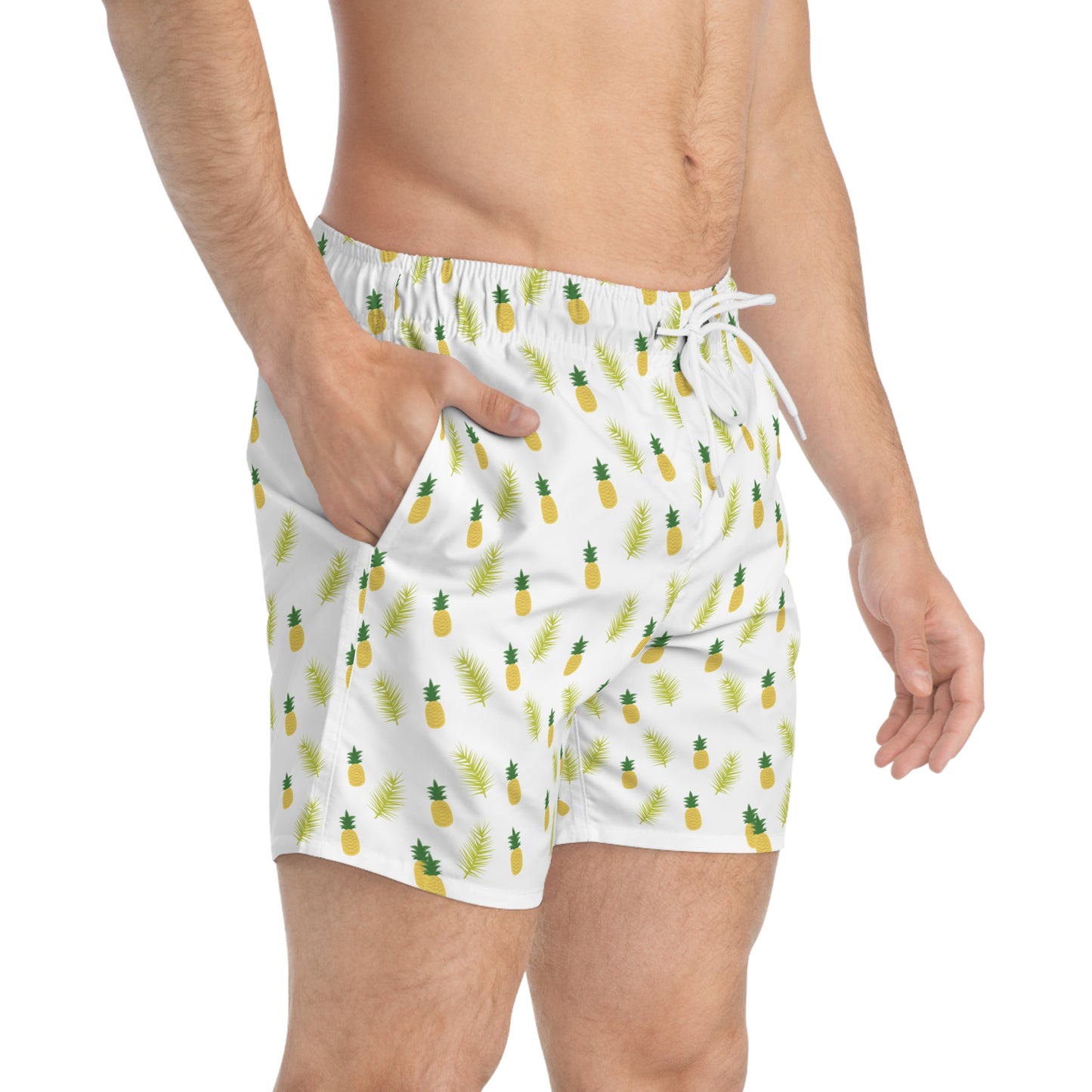 Tropical Pineapple Swim Trunks, Fun Beach Shorts, Summer Swimwear, Vacation Ready, Men's Swim Shorts