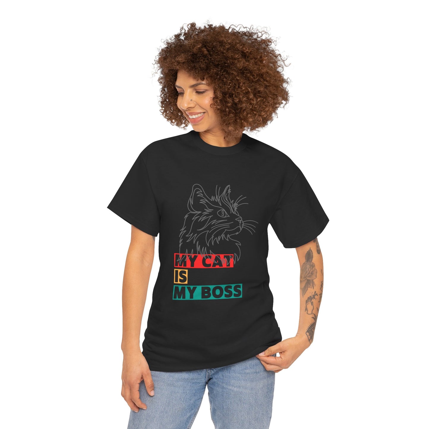 Funny Cat Lover TShirt  My Cat Is My Boss Cute Kitty Shirt for Women and Men