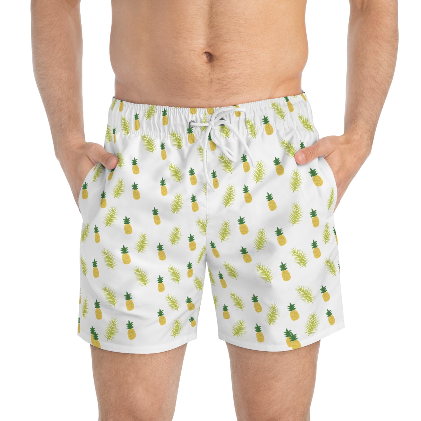 Tropical Pineapple Swim Trunks, Fun Beach Shorts, Summer Swimwear, Vacation Ready, Men's Swim Shorts