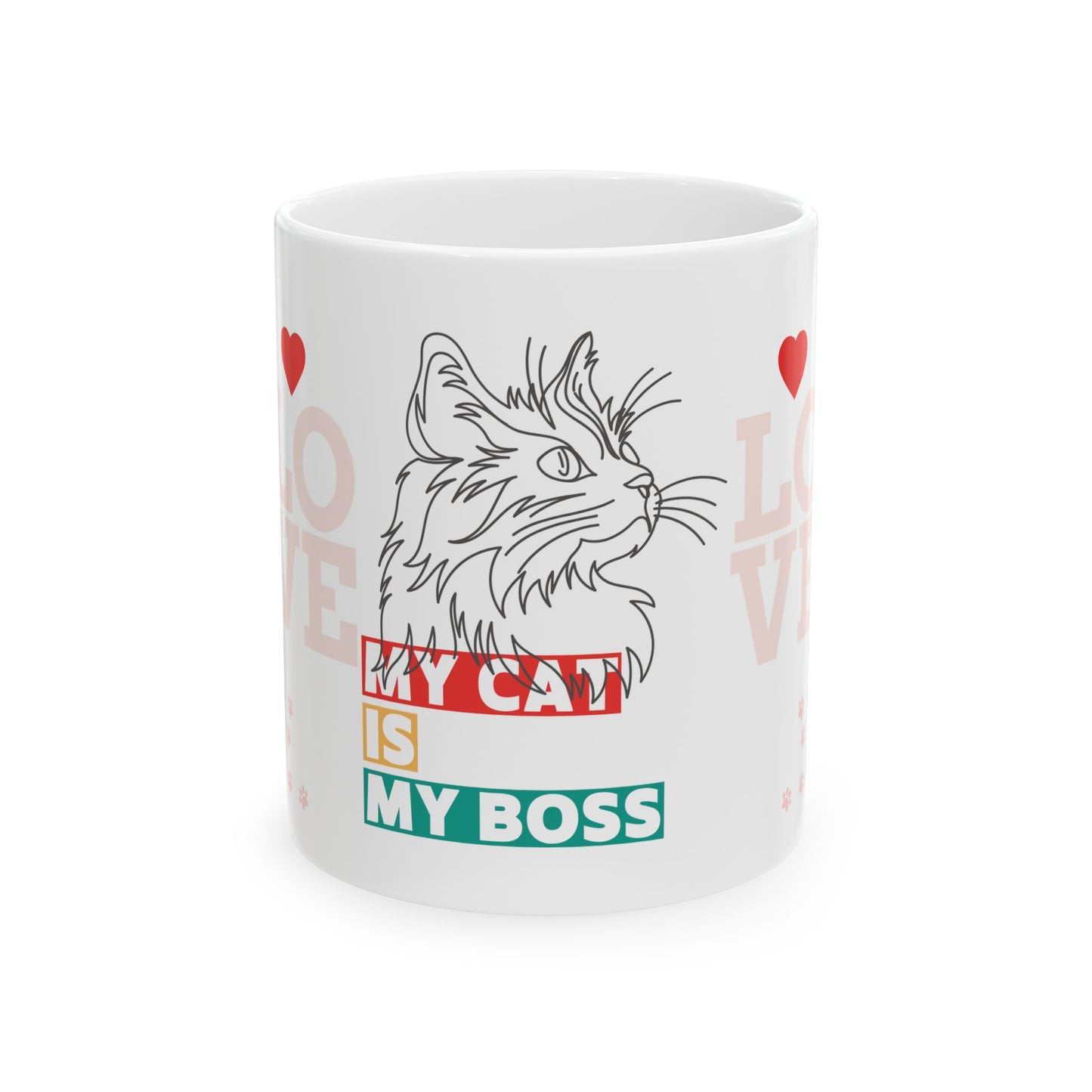 Cute Cat Boss Ceramic Mug - Perfect Gift for Cat Lovers, Funny Pet Owner Mug, Coffee Cup for Cat Moms, Animal Lover Gifts, 11oz 15oz